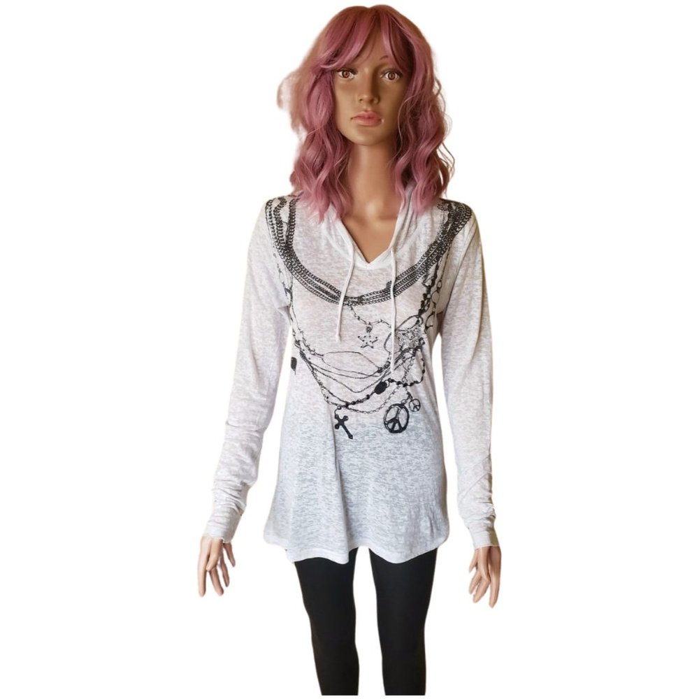 Awake Inc. Graphic Hooded Long Sleeve Top – White – Size L - Picture 3 of 12